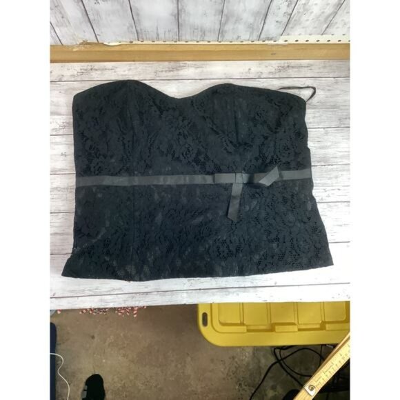 Country Club ChicLane Bryant Women's Corset-Style Lace Overlay Strapless Tops 24 - Picture 2 of 5